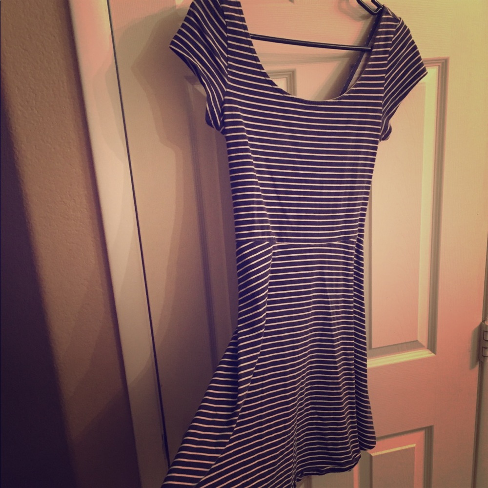American Eagle Striped Cotton Dress with Open Back